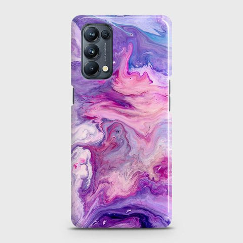 Oppo Reno 5 Pro 5G Cover - Chic Blue Liquid Marble Printed Hard Case with Life Time Colors Guarantee