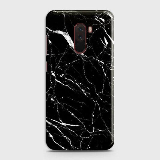 Xiaomi Pocophone F1 Cover - Trendy Black Marble Printed Hard Case with Life Time Colors Guarantee