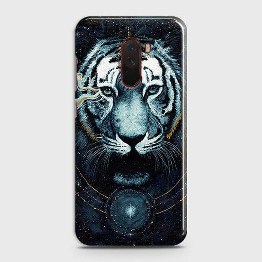 Xiaomi Pocophone F1 Cover - Vintage Galaxy Tiger Printed Hard Case with Life Time Colors Guarantee