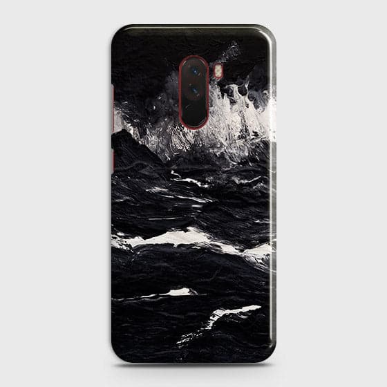 Xiaomi Pocophone F1 Cover - Black Ocean Marble Trendy Printed Hard Case with Life Time Colors Guarantee