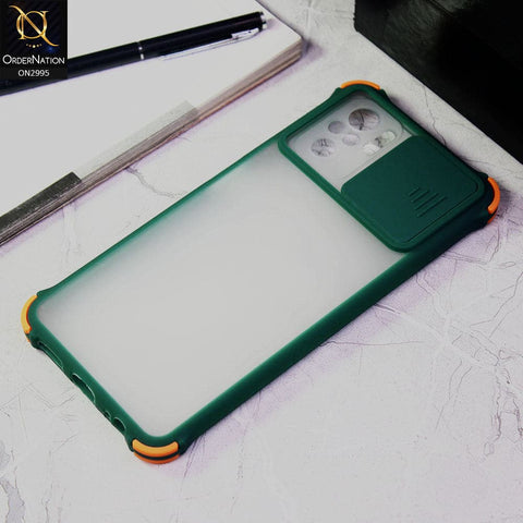 Xiaomi Redmi Note 10 4G Cover - Dark Green - Shockproof Bumper Color Border Semi Transparent Camera Slide Protection Case