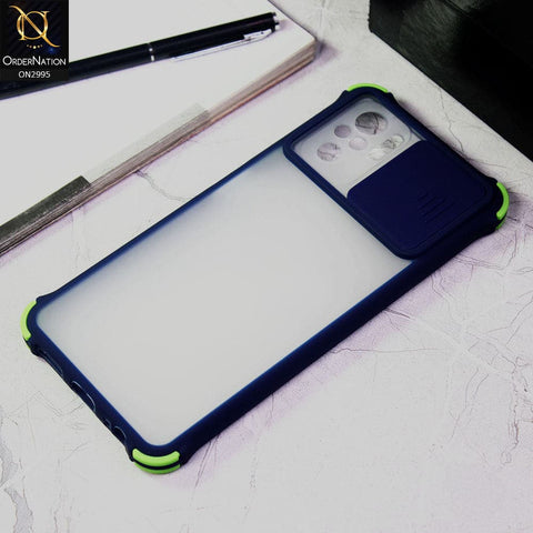 Xiaomi Redmi Note 10 4G Cover - Blue - Shockproof Bumper Color Border Semi Transparent Camera Slide Protection Case