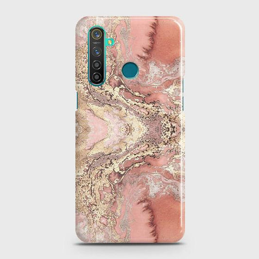 Realme 5 Cover - Trendy Chic Rose Gold Marble Printed Hard Case with Life Time Colors Guarantee