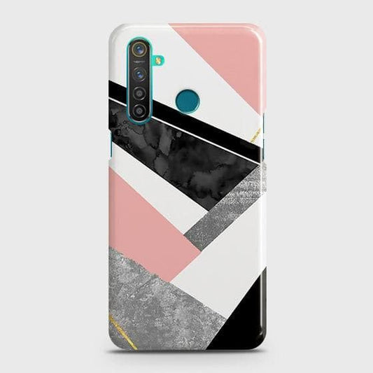 Realme 5 Cover - Matte Finish - Geometric Luxe Marble Trendy Printed Hard Case with Life Time Colors Guarantee