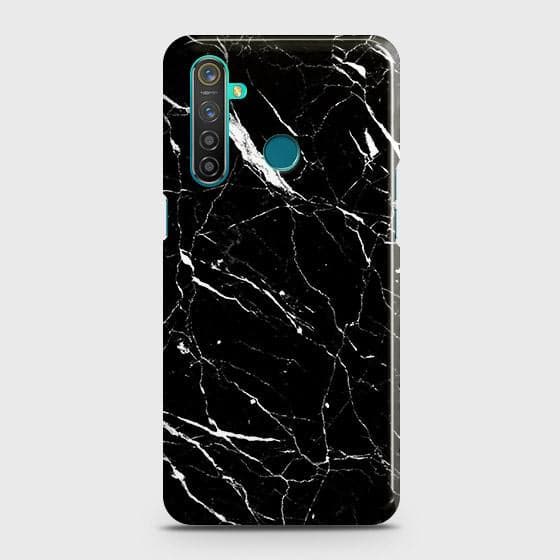 Realme 5 Pro Cover - Trendy Black Marble Printed Hard Case with Life Time Colors Guarantee