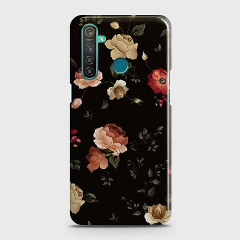 Realme 5 ProCover - Matte Finish - Dark Rose Vintage Flowers Printed Hard Case with Life Time Colors Guarantee