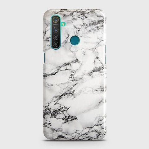 Realme 5 Pro Cover - Matte Finish - Trendy Mysterious White Marble Printed Hard Case with Life Time Colors Guarantee