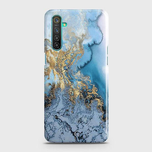 Realme 6s Cover - Trendy Golden & Blue Ocean Marble Printed Hard Case with Life Time Colors Guarantee