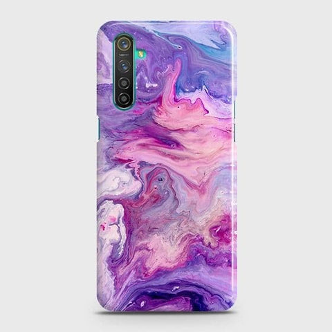 Realme 6 Cover - Chic Blue Liquid Marble Printed Hard Case with Life Time Colors Guarantee