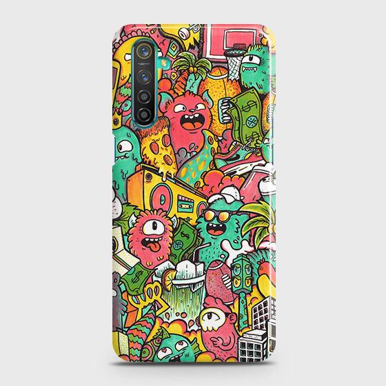 Realme 6 Cover - Matte Finish - Candy Colors Trendy Sticker Collage Printed Hard Case with Life Time Colors Guarantee (Fast Delivery)