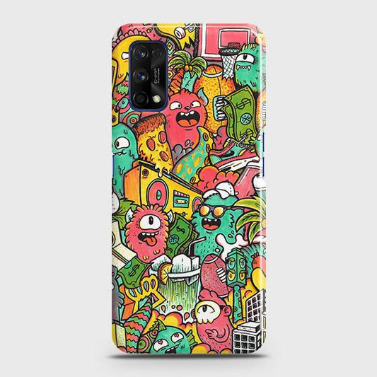 Realme 7 Pro Cover - Matte Finish - Candy Colors Trendy Sticker Collage Printed Hard Case with Life Time Colors Guarantee