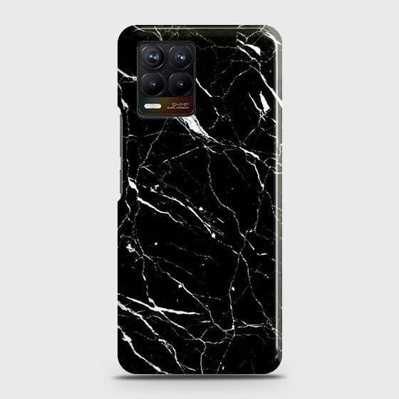 Realme 8 Cover - Trendy Black Marble Printed Hard Case with Life Time Colors Guarantee