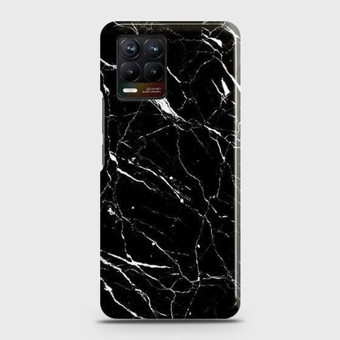 Realme 8 Cover - Trendy Black Marble Printed Hard Case with Life Time Colors Guarantee