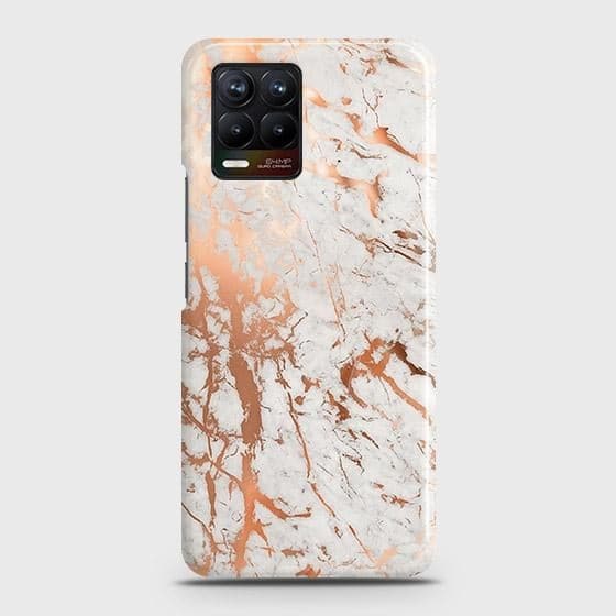 Realme 8 Cover - In Chic Rose Gold Chrome Style Printed Hard Case with Life Time Colors Guarantee