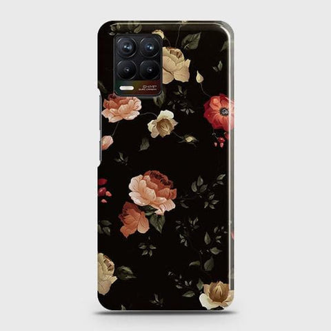 Realme 8 Cover - Matte Finish - Dark Rose Vintage Flowers Printed Hard Case with Life Time Colors Guarantee