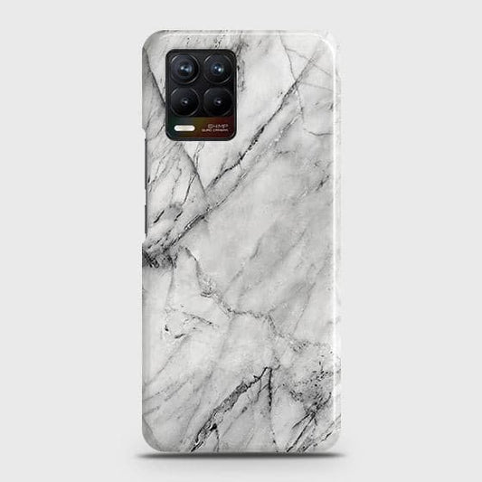 Realme 8 Cover - Matte Finish - Trendy White Marble Printed Hard Case with Life Time Colors Guarantee