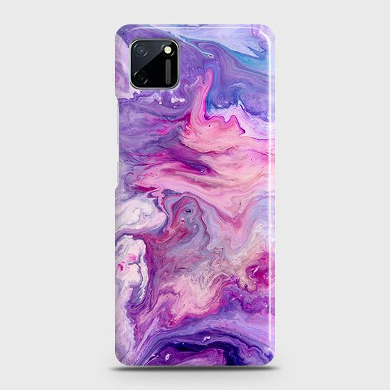 Realme C11 Cover - Chic Blue Liquid Marble Printed Hard Case with Life Time Colors Guarantee