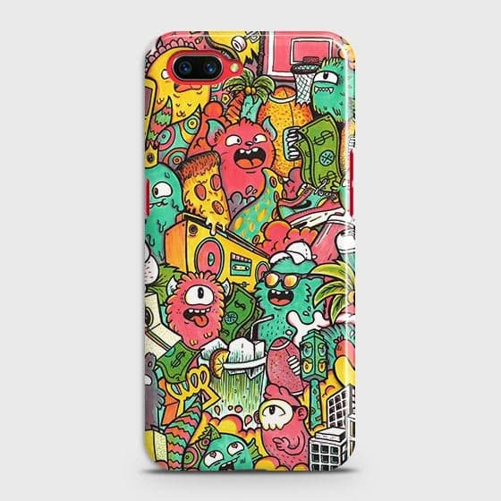 Realme C1 Cover - Matte Finish - Candy Colors Trendy Sticker Collage Printed Hard Case with Life Time Colors Guarantee