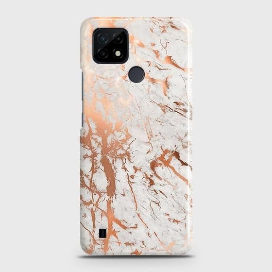 Realme C21 Cover - In Chic Rose Gold Chrome Style Printed Hard Case with Life Time Colors Guarantee