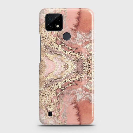 Realme C21 Cover - Trendy Chic Rose Gold Marble Printed Hard Case with Life Time Colors Guarantee (Fast Delivery)