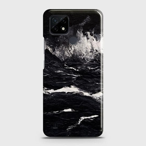 Realme C21 Cover - Black Ocean Marble Trendy Printed Hard Case with Life Time Colors Guarantee