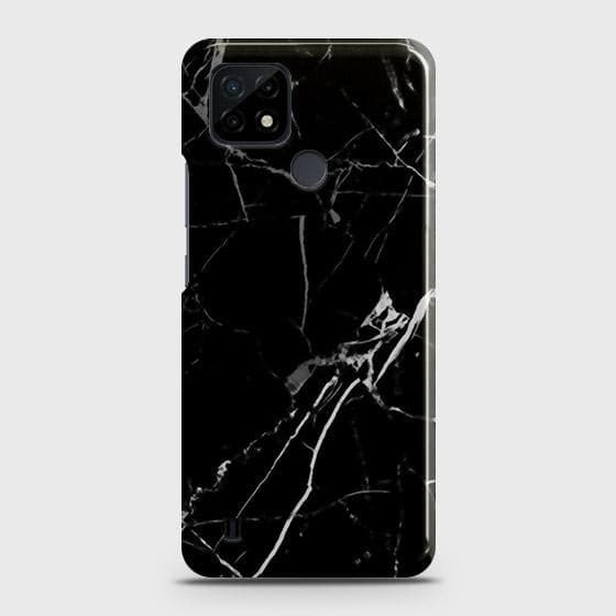 Realme C21 Cover - Black Modern Classic Marble Printed Hard Case with Life Time Colors Guarantee