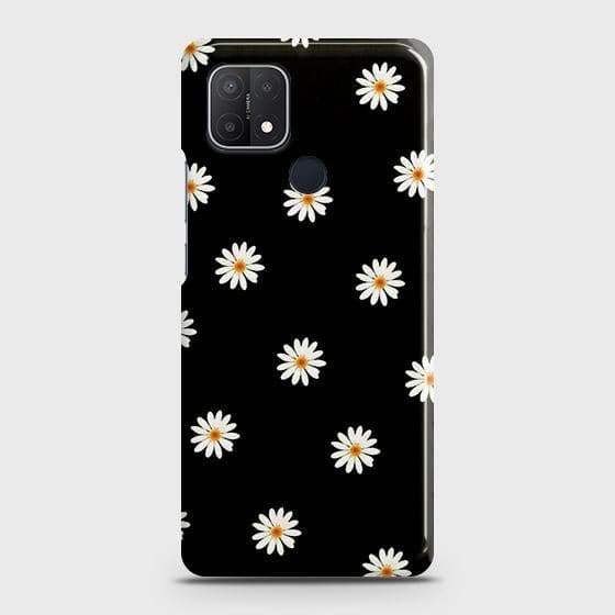 Realme C25 Cover - Matte Finish - White Bloom Flowers with Black Background Printed Hard Case with Life Time Colors Guarantee (Fast Delivery) (H)