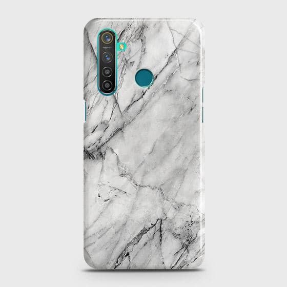 Realme C3 Cover - Matte Finish - Trendy White Floor Marble Printed Hard Case with Life Time Colors Guarantee - D2