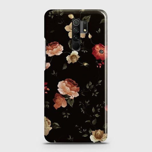 Xiaomi Redmi 9 Prime Cover - Matte Finish - Dark Rose Vintage Flowers Printed Hard Case with Life Time Colors Guarantee