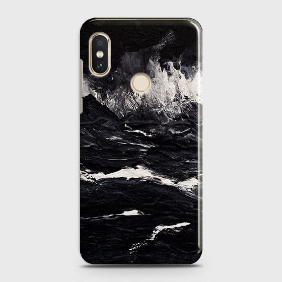 Xiaomi Mi A2 Lite / Redmi 6 Pro Cover - Black Ocean Marble Trendy Printed Hard Case with Life Time Colors Guarantee