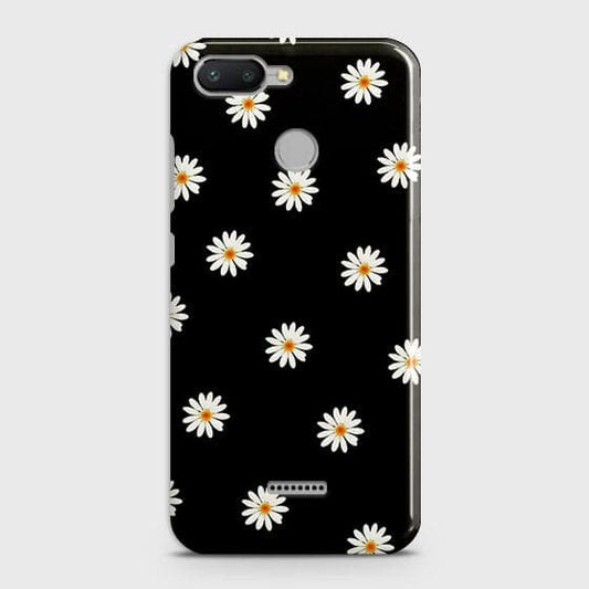 Xiaomi Redmi 6 Cover - Matte Finish - White Bloom Flowers with Black Background Printed Hard Case with Life Time Colors Guarantee