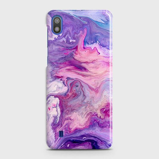 SAMSUNG GALAXY A10 Cover - Chic Blue Liquid Marble Printed Hard Case with Life Time Colors Guarantee