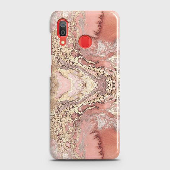 SAMSUNG GALAXY A20 Cover - Trendy Chic Rose Gold Marble Printed Hard Case with Life Time Colors Guarantee