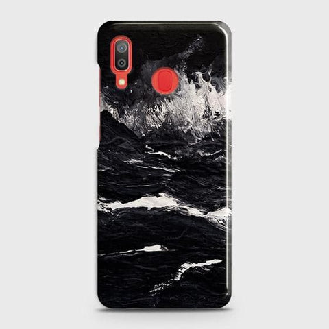 SAMSUNG GALAXY A20 Cover - Black Ocean Marble Trendy Printed Hard Case with Life Time Colors Guarantee