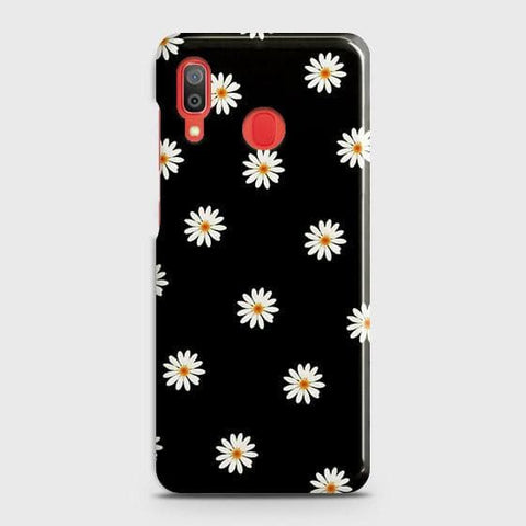 SAMSUNG GALAXY A30 Cover - Matte Finish - White Bloom Flowers with Black Background Printed Hard Case with Life Time Colors Guarantee b67