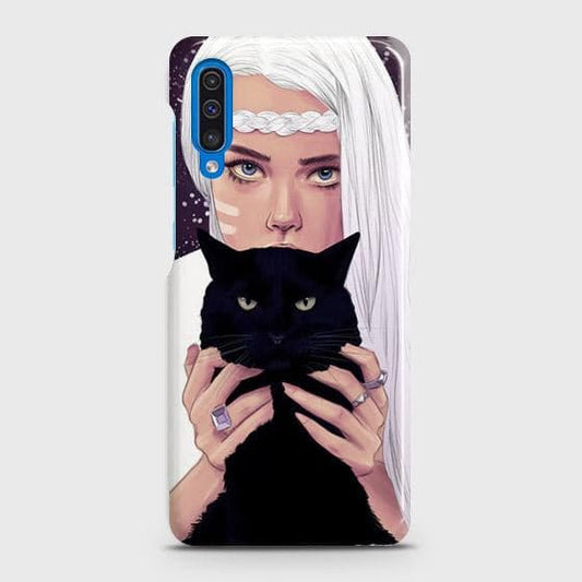 SAMSUNG GALAXY A50 Cover - Trendy Wild Black Cat Printed Hard Case with Life Time Colors Guarante