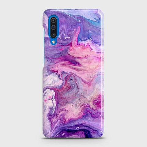 SAMSUNG GALAXY A50 Cover - Chic Blue Liquid Marble Printed Hard Case with Life Time Colors Guarantee