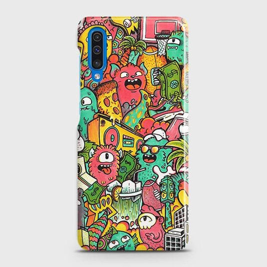 SAMSUNG GALAXY A50 Cover - Matte Finish - Candy Colors Trendy Sticker Collage Printed Hard Case with Life Time Colors Guarantee