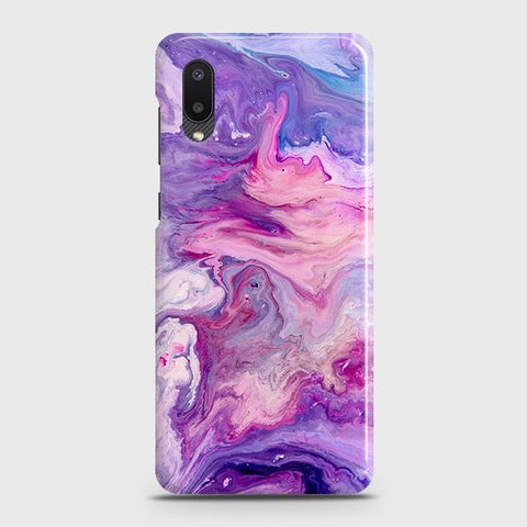 Samsung Galaxy A02 Cover - Chic Blue Liquid Marble Printed Hard Case with Life Time Colors Guarantee