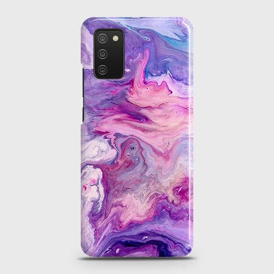 Samsung Galaxy A03s Cover - Chic Blue Liquid Marble Printed Hard Case with Life Time Colors Guarantee