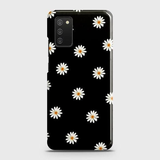 Samsung Galaxy A03s Cover - Matte Finish - White Bloom Flowers with Black Background Printed Hard Case with Life Time Colors Guarantee (Fast Delivery) (H)