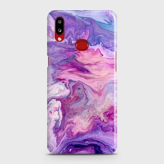 Samsung Galaxy A10s Cover - Chic Blue Liquid Marble Printed Hard Case with Life Time Colors Guarantee