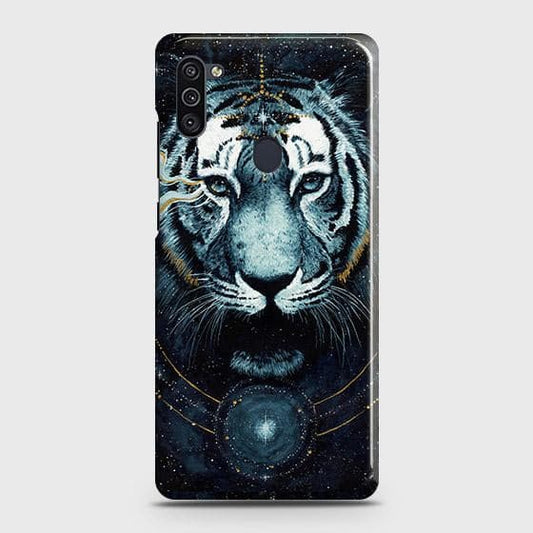 Samsung Galaxy A11 Cover - Vintage Galaxy Tiger Printed Hard Case with Life Time Colors Guarantee