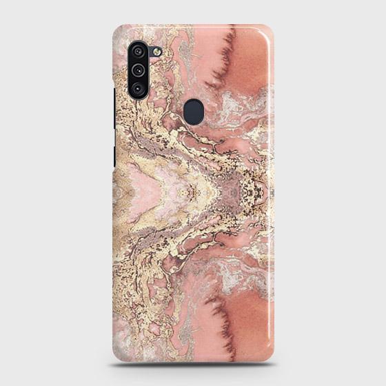 Samsung Galaxy A11 Cover - Trendy Chic Rose Gold Marble Printed Hard Case with Life Time Colors Guarantee