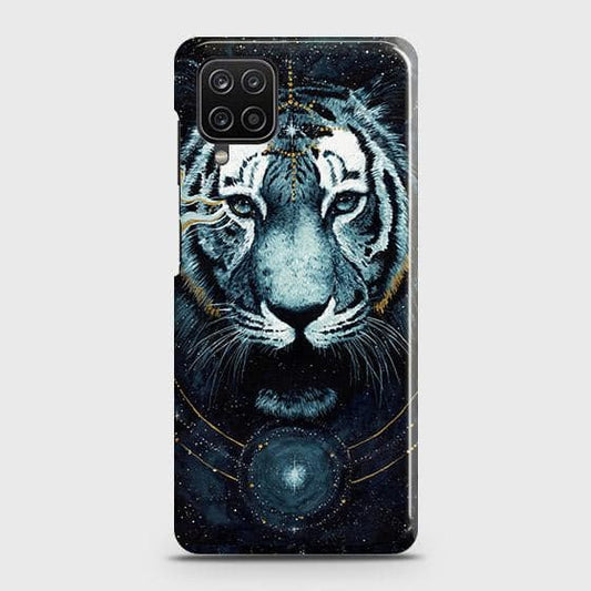 Samsung Galaxy A12 Cover - Vintage Galaxy Tiger Printed Hard Case with Life Time Colors Guarantee