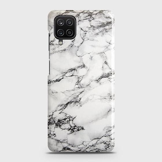 Samsung Galaxy A12 Cover - Matte Finish - Trendy Mysterious White Marble Printed Hard Case with Life Time Colors Guarantee b-70