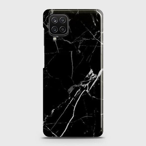 Samsung Galaxy A12 Cover - Black Modern Classic Marble Printed Hard Case with Life Time Colors Guarantee