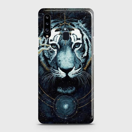 Samsung Galaxy A20s Cover - Vintage Galaxy Tiger Printed Hard Case with Life Time Colors Guarantee