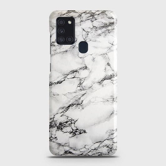 Samsung Galaxy A21s Cover - Matte Finish - Trendy Mysterious White Marble Printed Hard Case with Life Time Colors Guarante