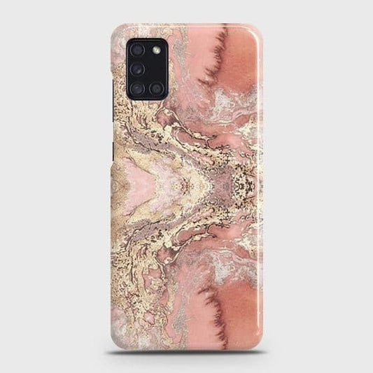 Samsung Galaxy A31 Cover - Trendy Chic Rose Gold Marble Printed Hard Case with Life Time Colors Guarantee